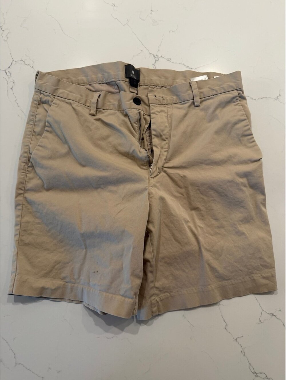 HM Mens Regular Fit Chino Shorts Tan Khaki Beige Casual Size 34